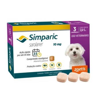 Simparic - Combo 3 Comprimidos Antipulgas, Carrapatos e Sarnas para Cães