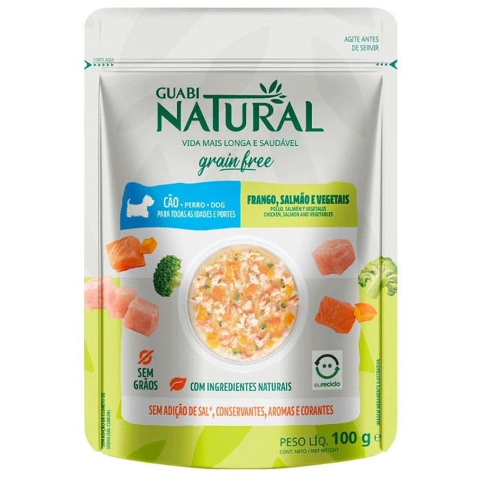 Sachê Guabi Natural Grain Free - Cão de Todas as Idades e Portes - Frango, Salmão e Vegetais