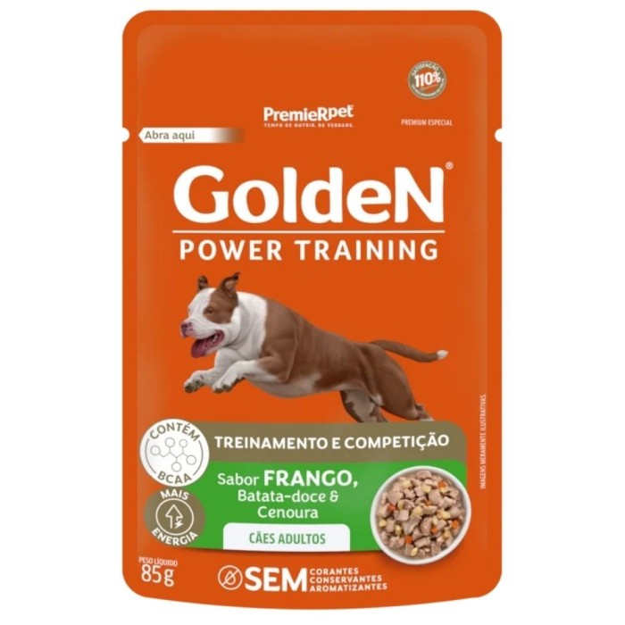 Sachê Golden Gourmet - Cães Adultos Power Training - Frango Batata Doce e Cenoura 