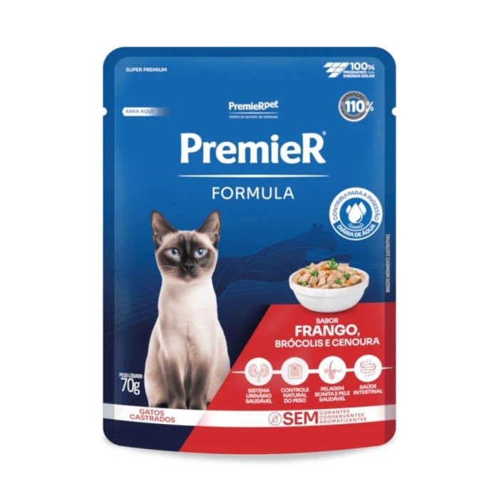 Sachê Premier Formula - Gatos Castrados - Frango, Brócolis e Cenoura 