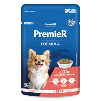 Sachê Premier Fórmula - Cães Adultos Porte Pequeno - Carne, Brócolis e Cenoura 