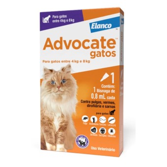 Advocate Gatos - pipeta antipulgas, vermes, dirofilária e sarnas
