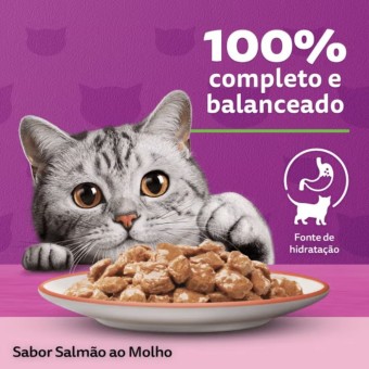 Sachê Whiskas - Gatos Adultos - Salmão ao molho