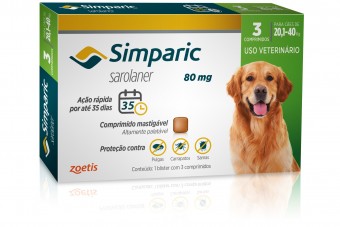 Simparic Combo 3 Comprimidos Antipulgas, Carrapatos e Sarnas para Cães