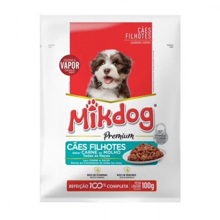 Sachê Mikdog Filhotes Carne ao Molho 100g