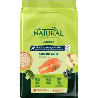 Guabi Natural Sensitive - Cães Adultos Raças Minis, Pequenas e Médias - Salmão e Aveia