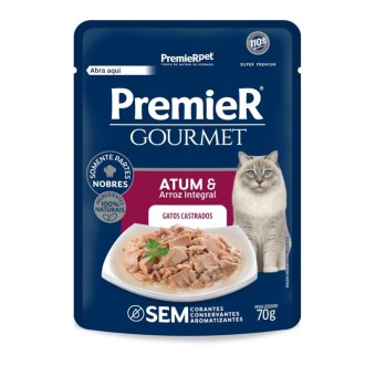 Sachê Premier Gourmet - Gatos Castrados - Atum e Arroz Integral 