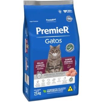 Premier Ambientes Internos - Gatos Adultos de Pelos Longos - Frango 