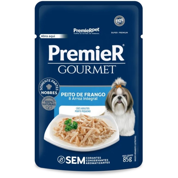 Sachê Premier  Gourmet - Cães Adultos Porte Pequeno - Peito de Frango e Arroz Integral 