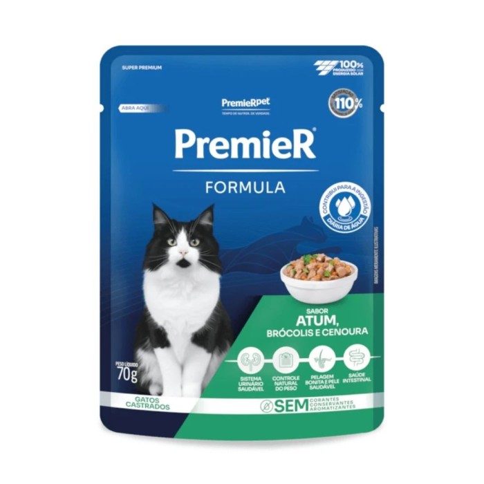 Sachê Premier Formula - Gatos Castrados - Atum, Brócolis e Cenoura 