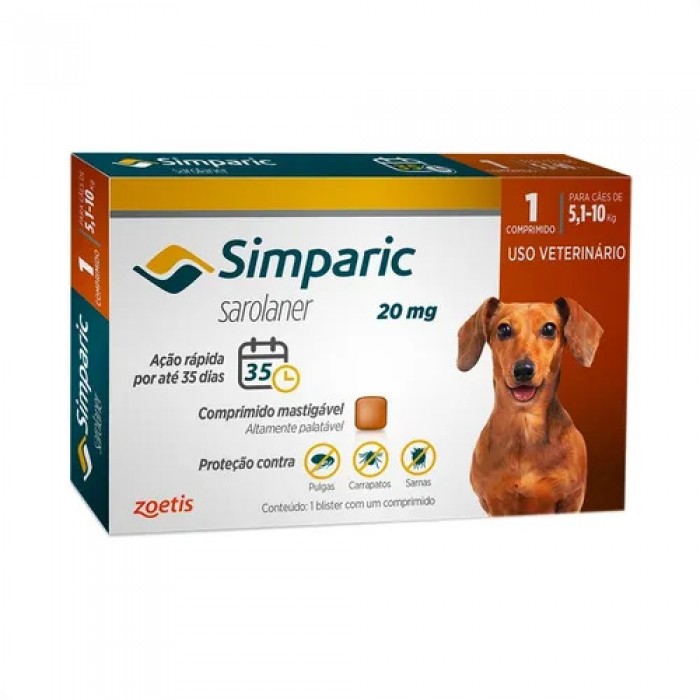 Simparic Comprimido Antipulgas, Carrapatos e Sarnas para Cães