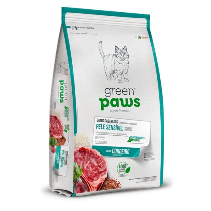 Green Paws Pele Sensível - Gatos Castrados - Cordeiro
