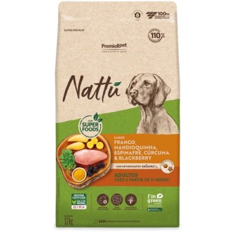 Premier Nattu  - Cães Adultos - Frango, Mandioquinha, Espinafre, Cúrcuma & Blackberry 