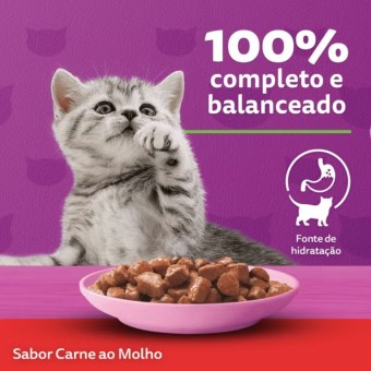 Sachê Whiskas - Gatos Filhotes - Carne ao molho