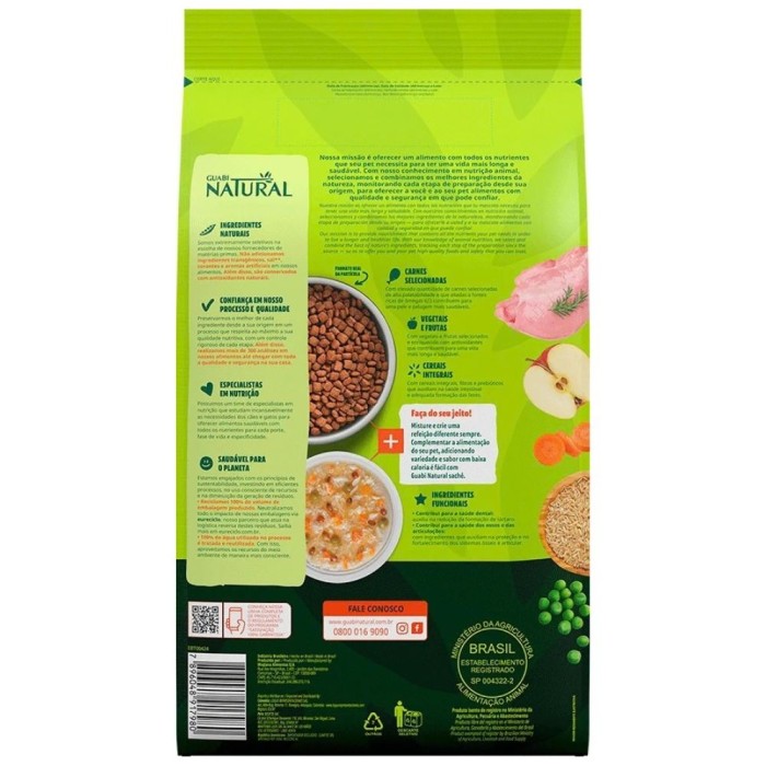 Guabi Natural - Cães Sênior Raças Minis e Pequenas - Frango e Arroz Integral