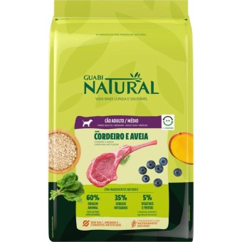 Guabi Natural  - Cães Adultos Raças Médias - Cordeiro e Aveia