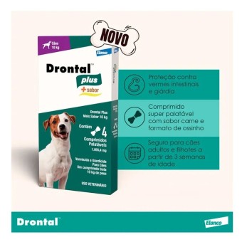 Drontal Plus - vermicida e giardicida para Cães até 10kg com 4 compimidos