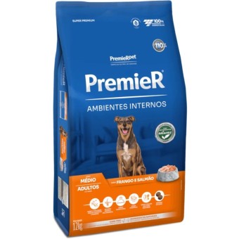 Premier Ambientes Internos - Cães Adultos Porte Médio - Frango e Salmão