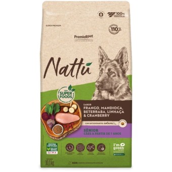 Premier Nattu - Cães Sênior - Frango, Mandioca, Beterraba, Linhaça & Cranberry 