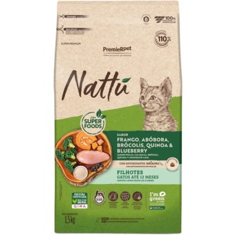 Premier Nattu - Gatos Filhotes - Frango, Abóbora, Brócolis, Quinoa e Blueberry 