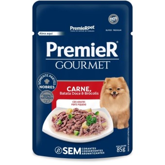 Sachê Premier  Gourmet - Cães Adultos Porte Pequeno - Carne, Batata Doce e Brócolis 