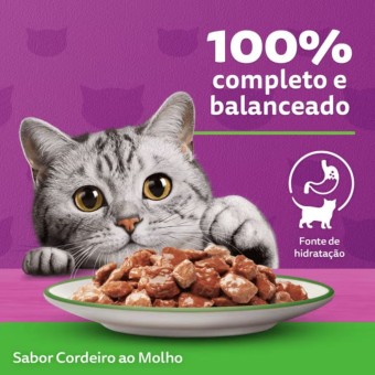 Sachê Whiskas - Gatos Adultos - Cordeiro ao molho