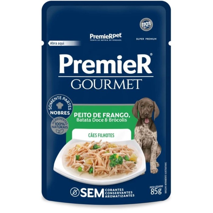 Sachê Premier  Gourmet - Cães Filhotes - Peito de Frango, Batata Doce e Brócolis 