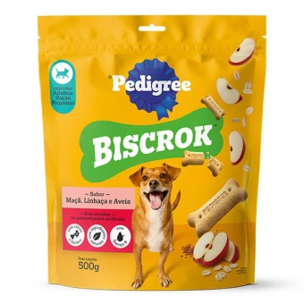 Snack Biscrok Pedigree - Cães Adultos Raças Pequenas - Maçã, Linhaça e Aveia