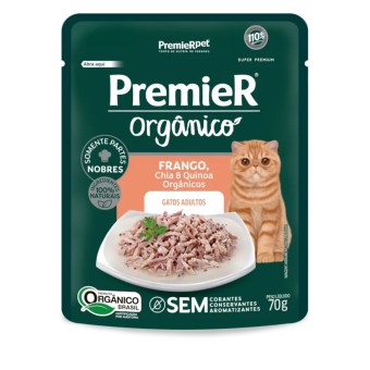 Sachê Premier Orgânico - Gatos Adultos - Frango, Chia e Quinoa 