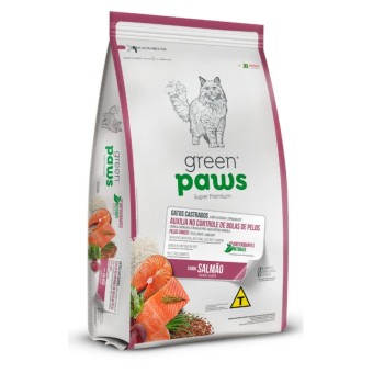 Green Paws Controle de Bolas de Pelos - Gatos Castrados - Salmão