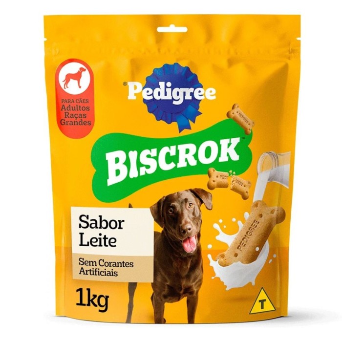 Snack Biscrok Pedigree - Cães Adultos Raças Grandes - Sabor Leite