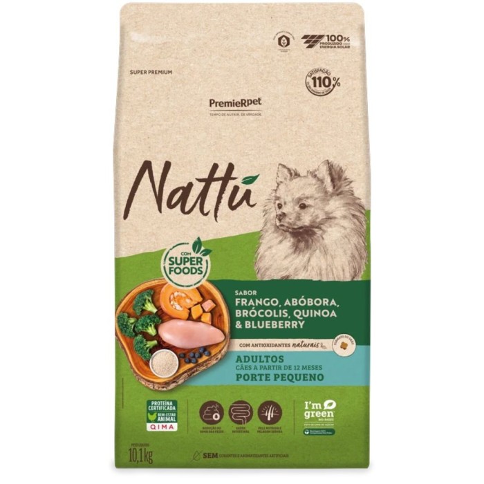 Premier Nattu - Cães Adultos Porte Pequeno - Frango, Abóbora, Brócolis, Quinoa & Blueberry 