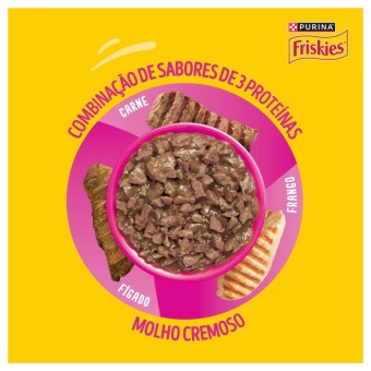 Sachê Friskies Molho Cremoso - Gatos Adultos - Mix de Carnes