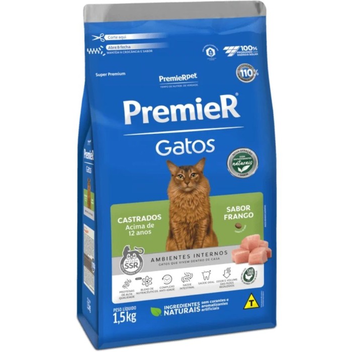Premier Ambientes Internos - Gatos Castrados 12+ anos - Frango 