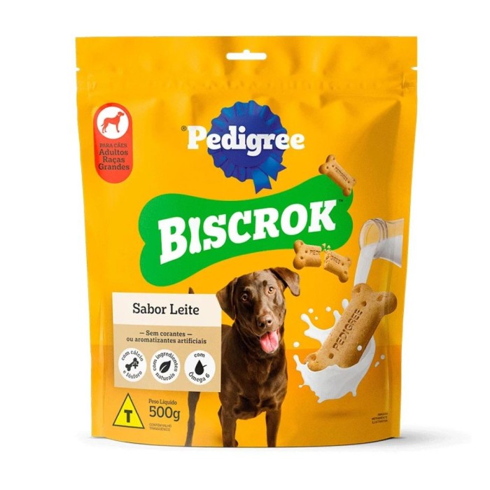 Snack Biscrok Pedigree - Cães Adultos Raças Grandes - Sabor Leite