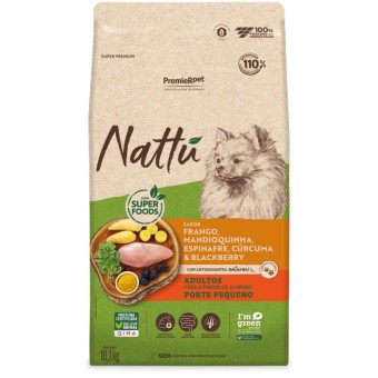 Premier Nattu - Cães Adultos Porte Pequeno - Frango, Mandioquinha, Espinafre, Cúrcuma e Blackberry