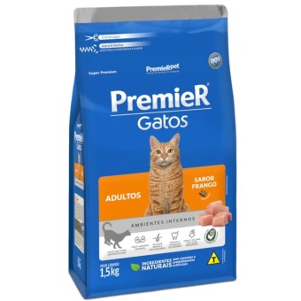 Premier Ambientes Internos - Gatos Adultos - Frango 