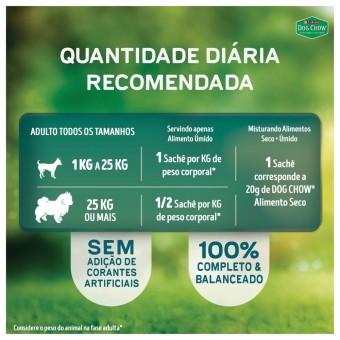 Sachê Dog Chow Alta Proteína - Cães Adultos, todos os tamanhos - Carne, Porco e Frango com Maxi-Filetes