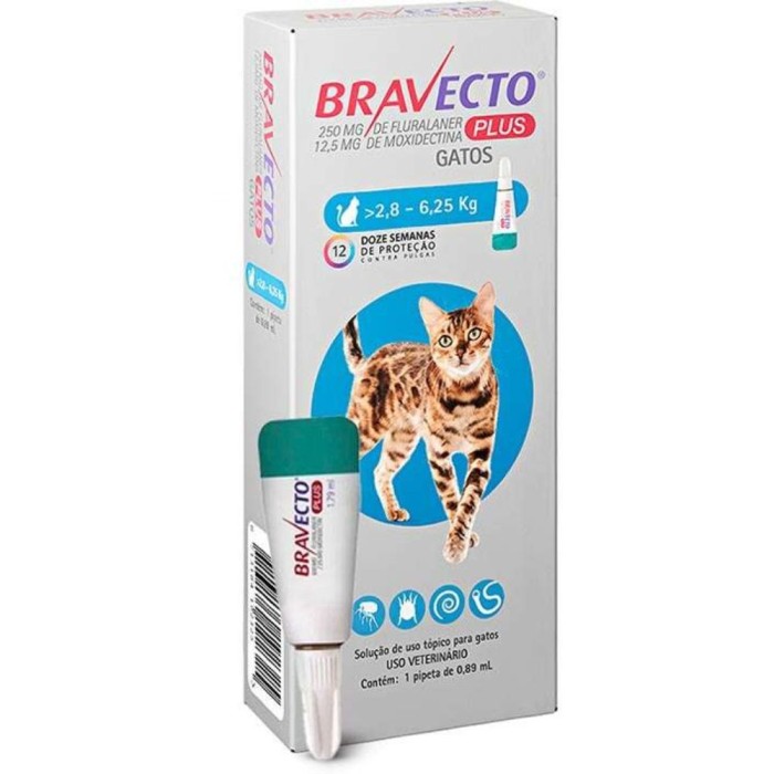 Bravecto Gatos Transdermal Plus - Antipulgas, Sarna de Ouvido e Verminoses