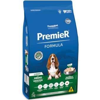 Premier Formula Light - Cães Adultos Porte Médio - Frango e Mandioca