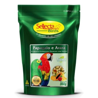 Sellecta Birds Papagaio e Arara - alimento extrusado com frutas 350g