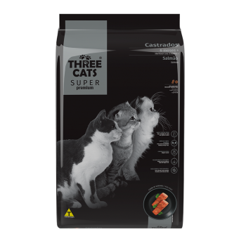 Three Cats Super Premium Gatos Castrados Salmão 15 Kg
