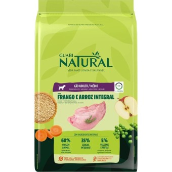 Guabi Natural  - Cães Adultos Raças Médias - Frango e Arroz Integral