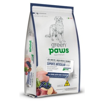 Green Paws Suporte Articular - Cães Adultos, Raças Médias e Grandes - Frango, Batata-Doce e Blueberry