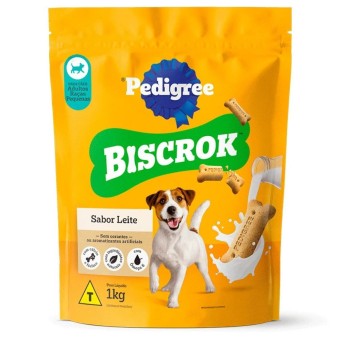 Snack Biscrok Pedigree - Cães Adultos Raças Pequenas - Sabor Leite