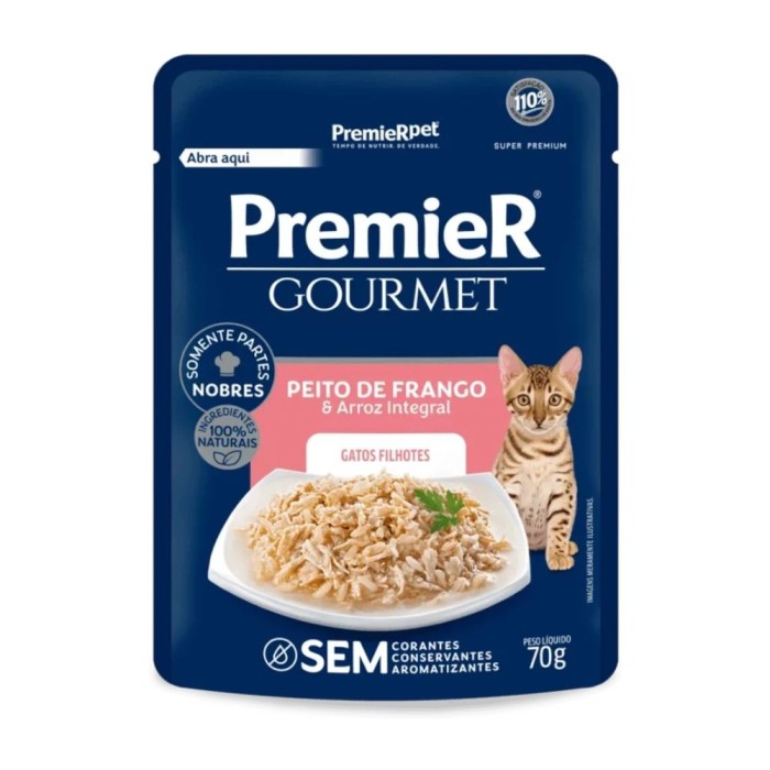 Sachê Premier Gourmet - Gatos Filhotes - Peito de Frango e Arroz Integral 