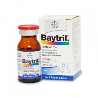 Baytril 5% Injetável Antibiótico para Cães e Gatos