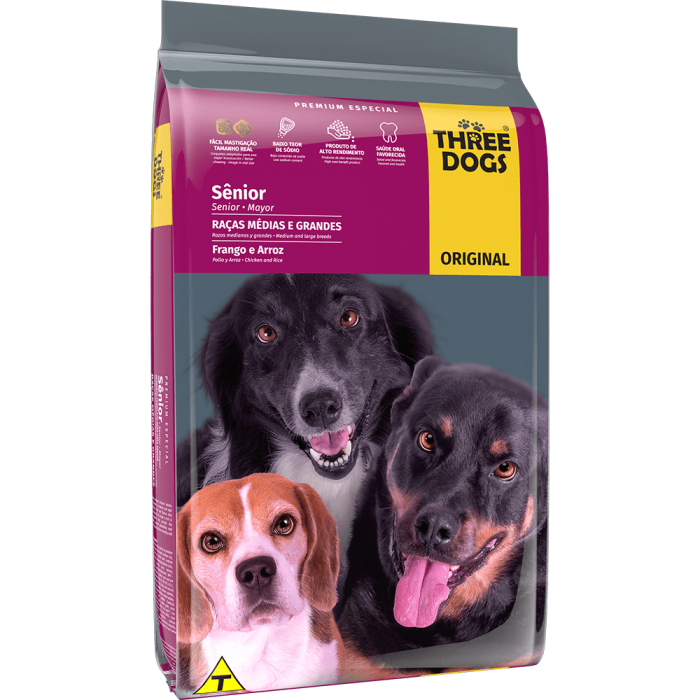 Three Dogs Original Sênior Raças Médias e Grandes 15 Kg