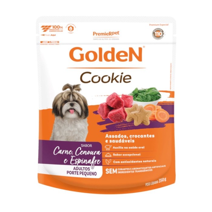 Cookie Golden - Cães Adultos Porte Pequeno - Carne, Cenoura e Espinafre