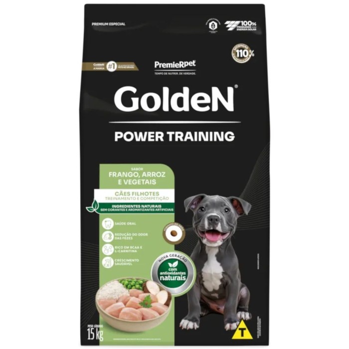 Golden Power Training - Cães Filhotes - Frango, Arroz e Vegetais